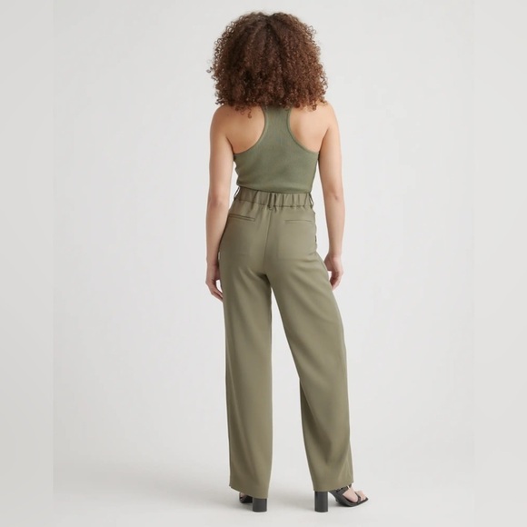 NEW Quince Stretch Crepe Pleated Wide Leg Pant in olive - size small​​​​ - Picture 7 of 11